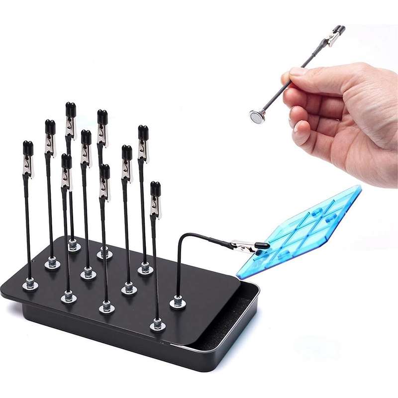 Model Painting Stand Base Holder and 12pcs Magnetic Bendable Alligator Clip Sticks Set Modeling Too