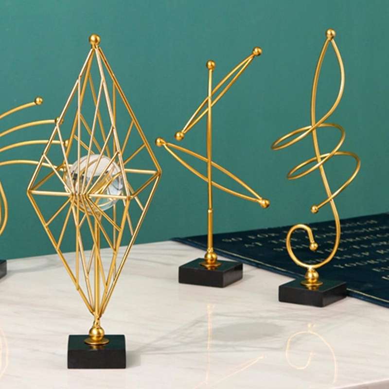 Modern Figurines for Interior for Home Decor Supplies Golden Metal Ornaments Desk Living Room 3