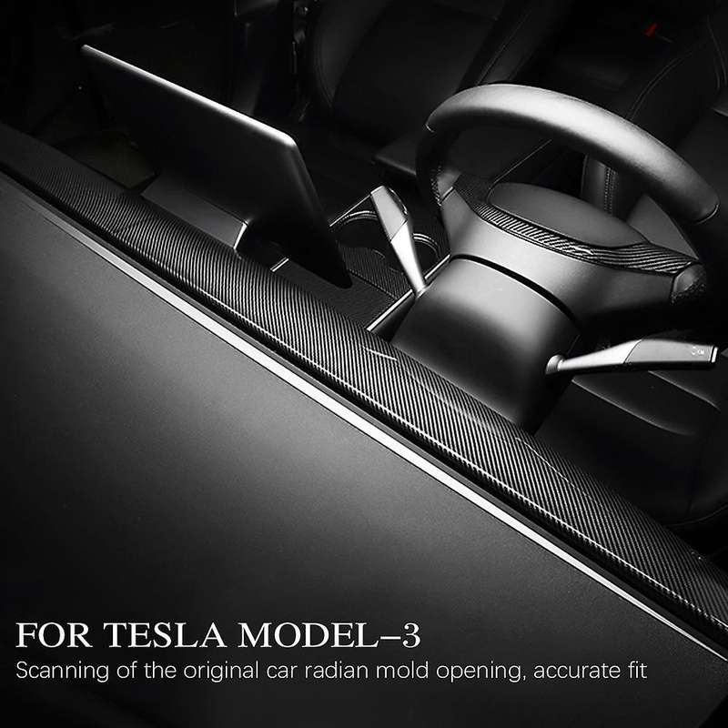 Model3 Car Center Console Trim for Model 3 2019-2021 Carbon Fiber Dashboard Panel Protective Patch A