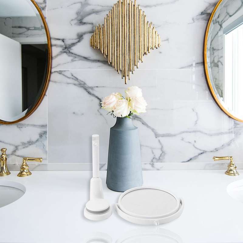 Modern Drill-free Bathroom Mirror 2 Side Makeup Vanity Shave Wall Suction Folding Arm Extend Round
