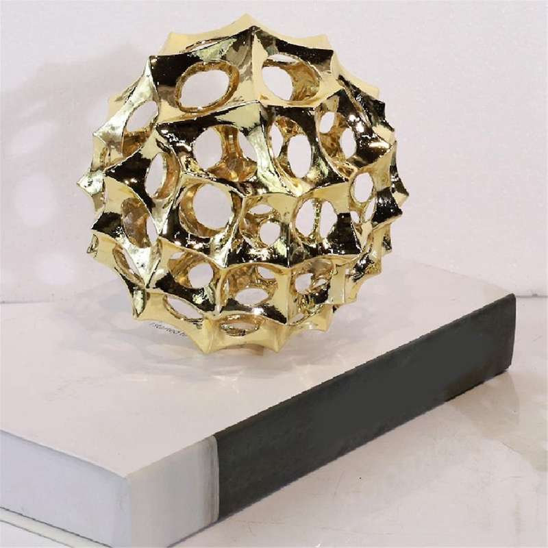 Modern Simple Metal Hollow Ball Round Ball Spike Golden Geometric Abstract Crafts Ornaments Home Dec