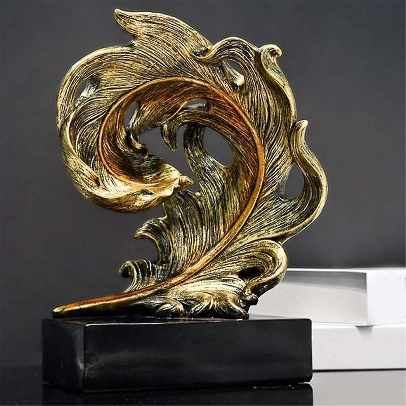Modern Luxury Living Room Decor Resin Feather Sculptures Figurines Home Decor Desk Statue Crafts Orn