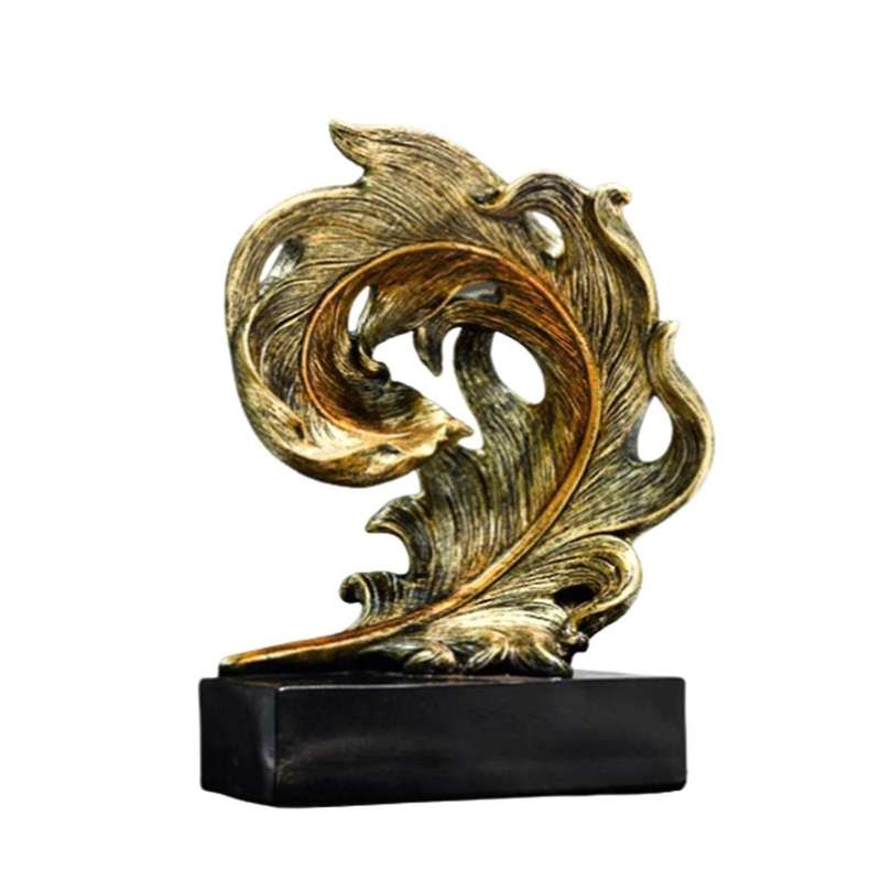 Modern Luxury Living Room Decor Resin Feather Sculptures Figurines Home Decor Desk Statue Crafts Orn