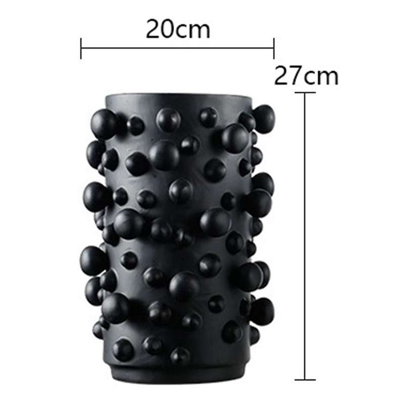 Modern Simple Resin Vase Black Abstract Dots Round Irregular Bumps Crafts Ornament Storage Organizat