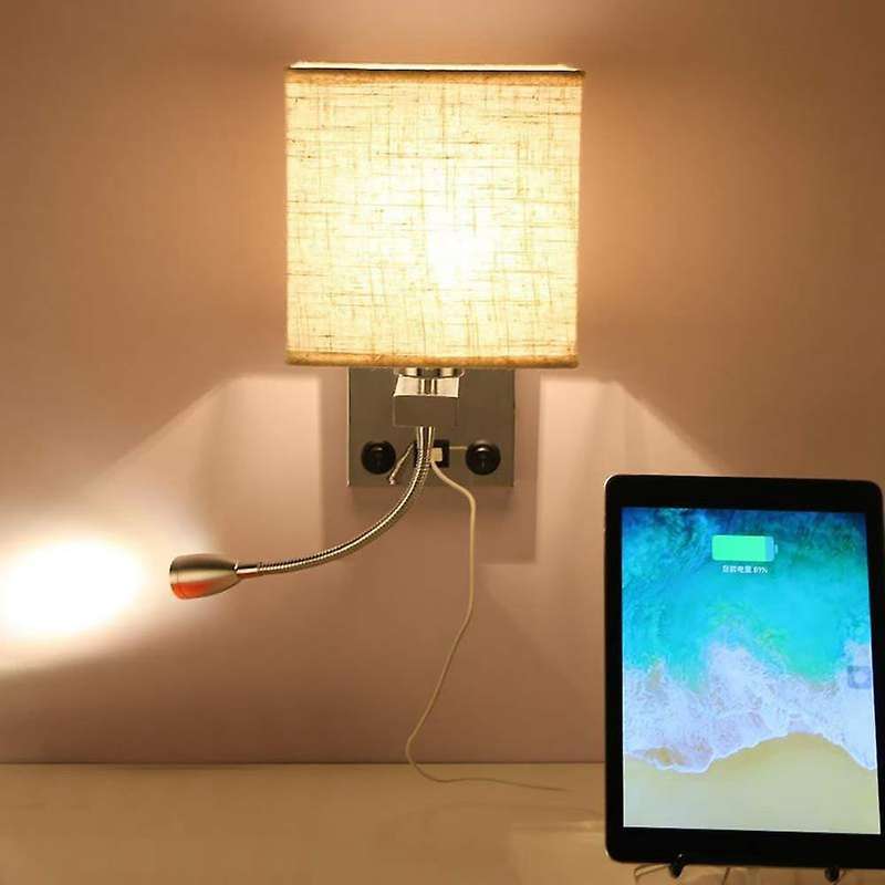 Modern Led Wall Lamp Bedside Bedroom Applique Sconce with Switch Usb Interior Headboard Home Hotel