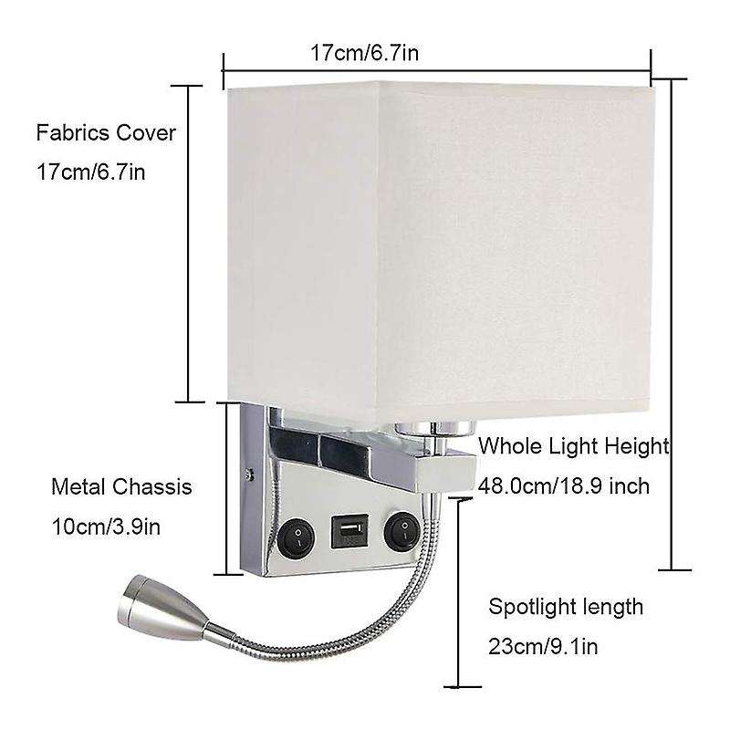 Modern Led Wall Lamp Bedside Bedroom Applique Sconce with Switch Usb Interior Headboard Home Hotel