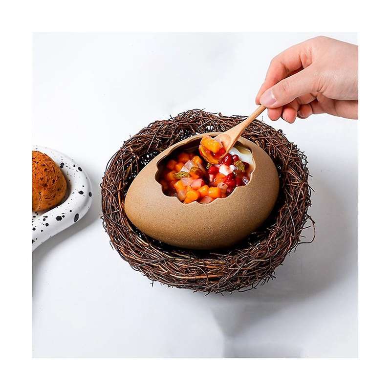 Modern Simple Ceramic Crafts Personality Dessert Bowl Egg Shell Ostrich Egg Vase Home Decorations