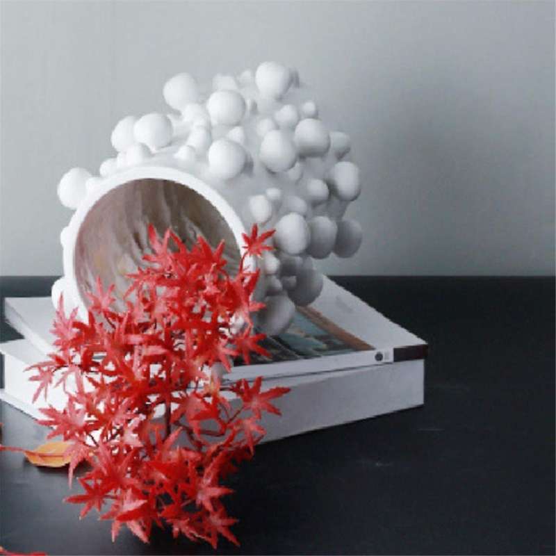 Modern Simple Resin Vase White Abstract Dots Round Irregular Bumps Crafts Ornament Storage Organizat