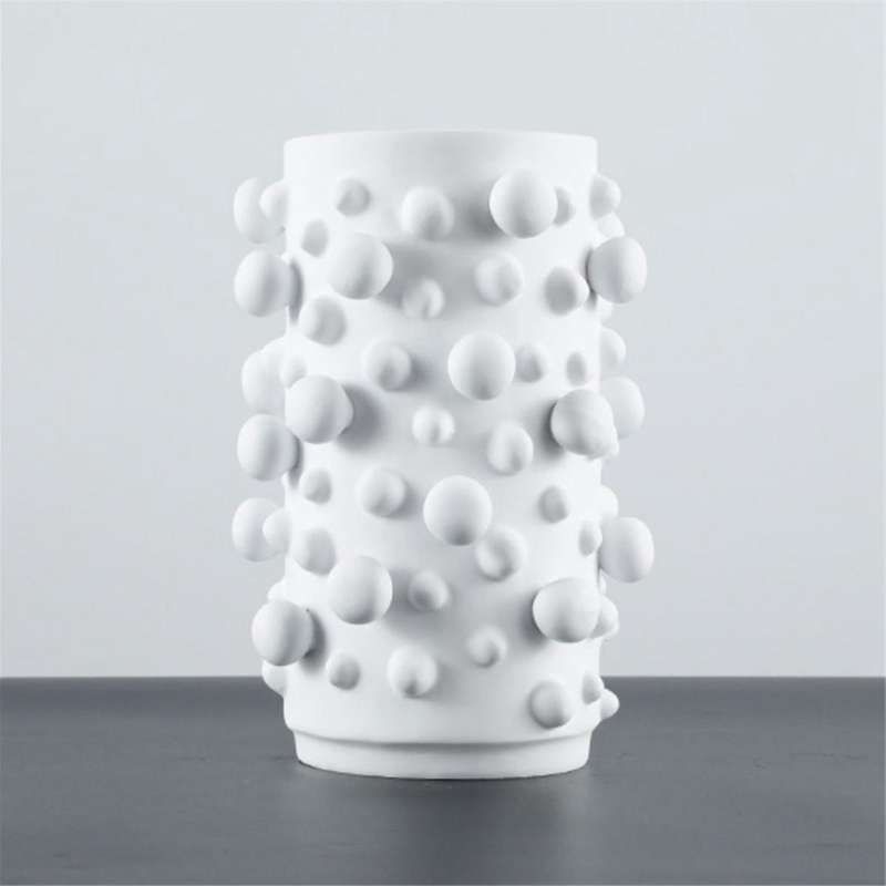 Modern Simple Resin Vase White Abstract Dots Round Irregular Bumps Crafts Ornament Storage Organizat