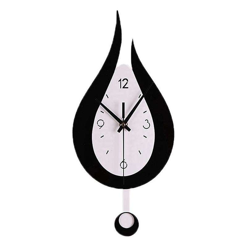 Modern Water Drop Shape Clock Swingable Swing Wall Clock Mute Bedroom Wall Clock Room Decoration-C