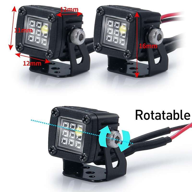 Modified Headlights Spotlights Car Top Lights Bumper Lights for Axial Scx10 Trx4 Trx6 1/10 Rc Crawl