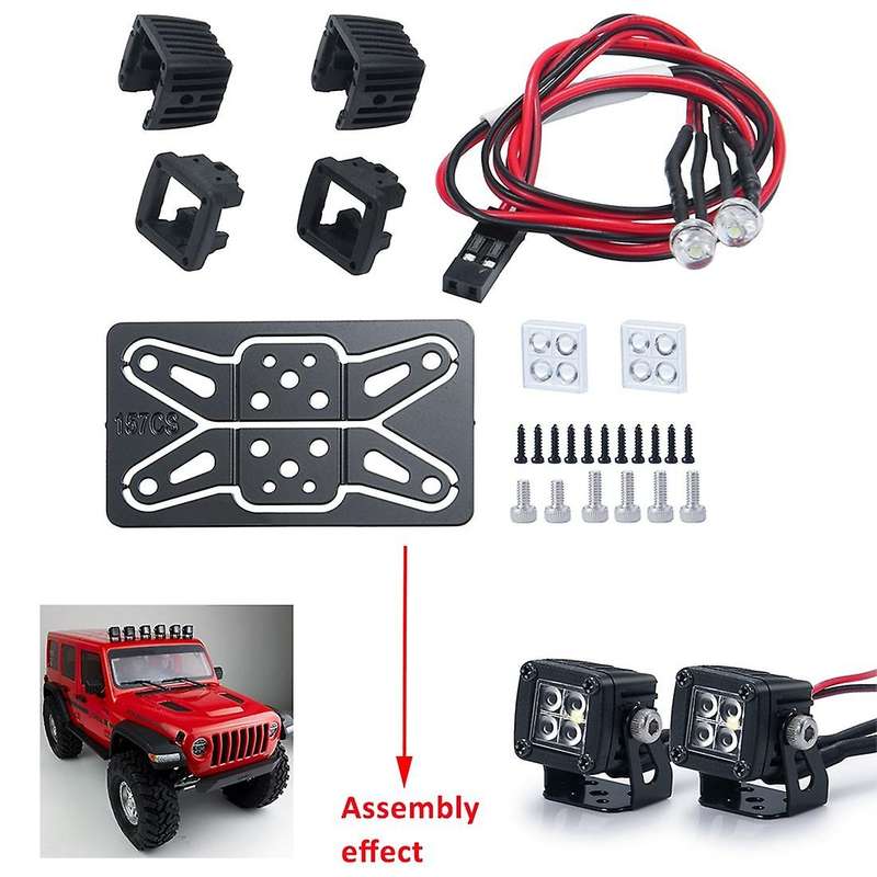 Modified Headlights Spotlights Car Top Lights Bumper Lights for Axial Scx10 Trx4 Trx6 1/10 Rc Crawl