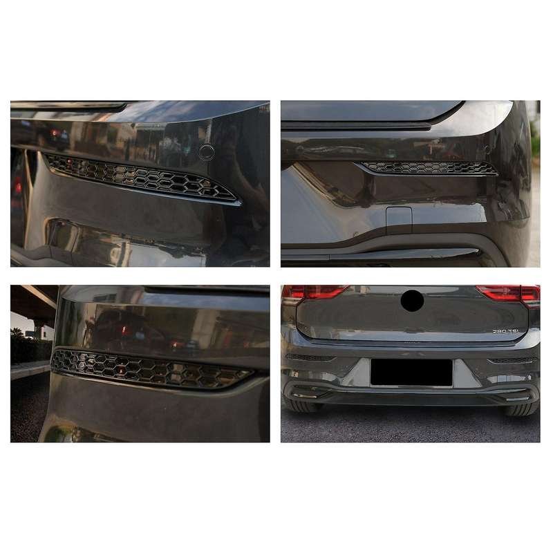 Modified Black Glossy Honeycomb Tail Rear Reflector Fog Light Lamp Cover Trim Strip for Golf 8 MK8 2