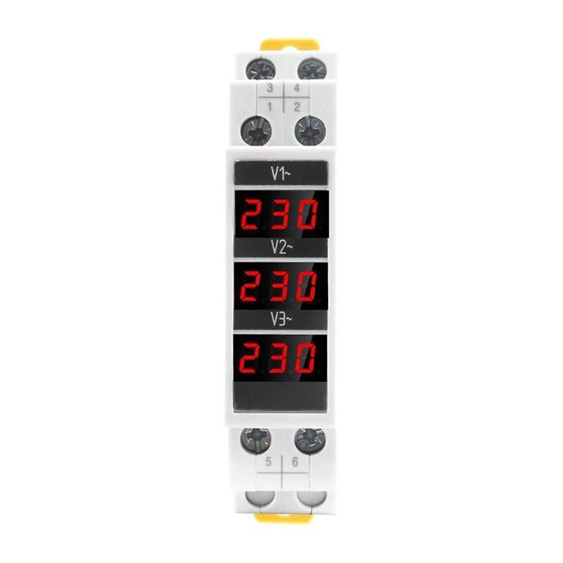 Modular Led Digital Three-phase Voltmeter for Din Rail Voltage Meter Ac80-500v