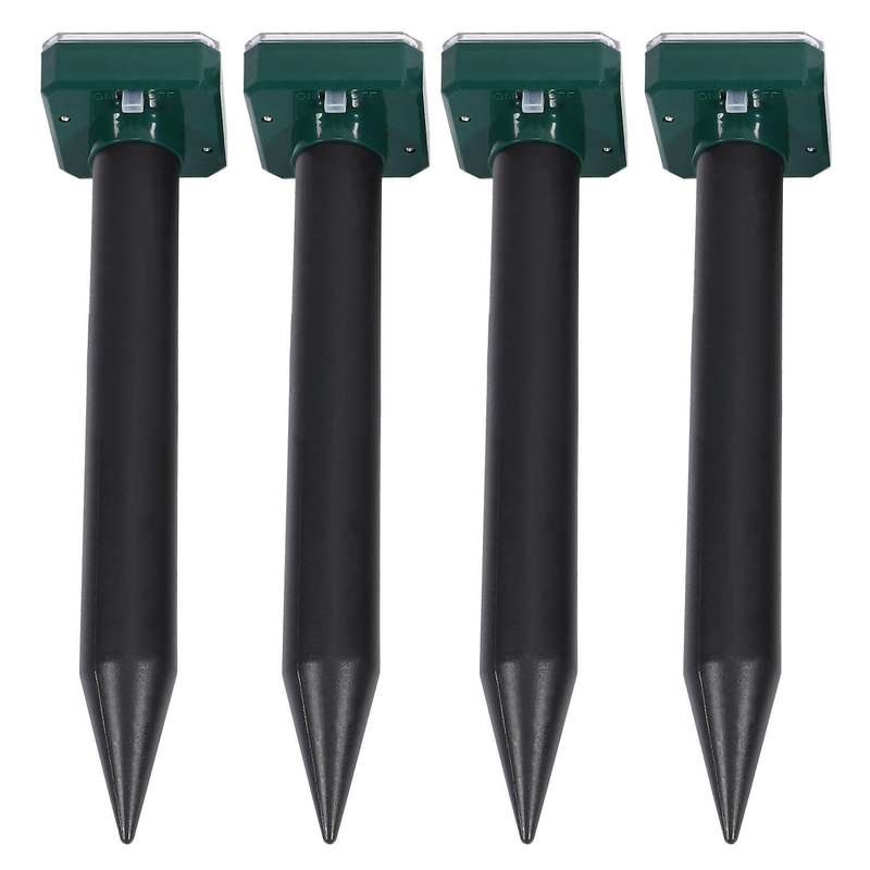Mole Repellent, 4 Pack Ultrasonic Animal Repellent Solar Powered and Vole Chaser Humane Repellent