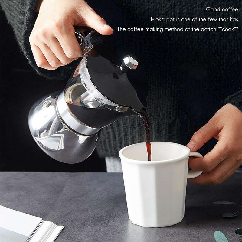 Moka Pot, 4 Cup Stovetop Espresso Maker -Cuban Coffee Percolator Machine Premium Moka Italian Espres