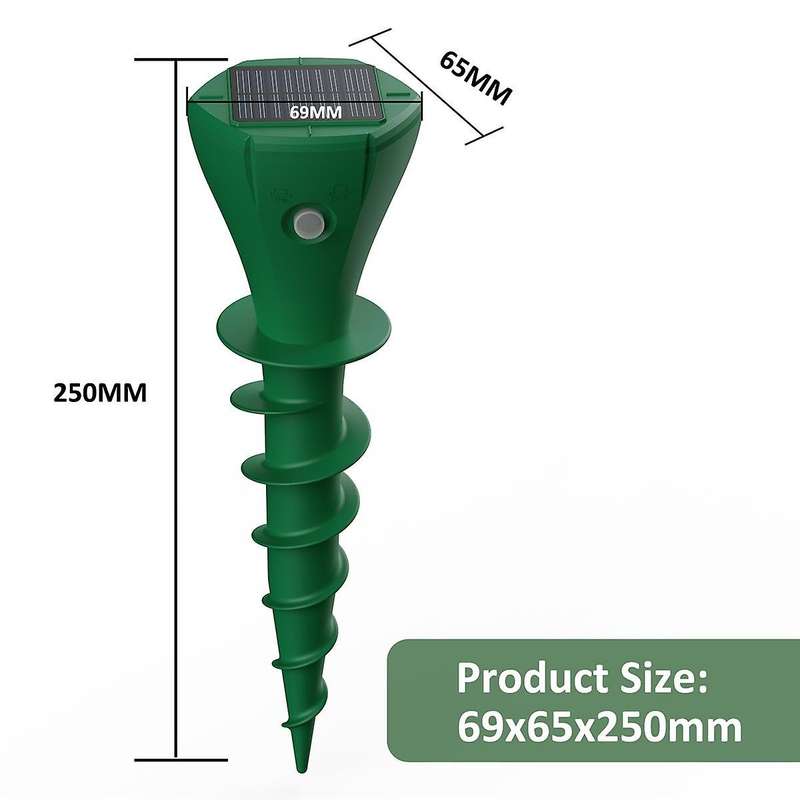 Mole Repellent for Lawns Screw Repeller Solar Powered Outdoor Groundhog Deterrent Vibration Stakes -