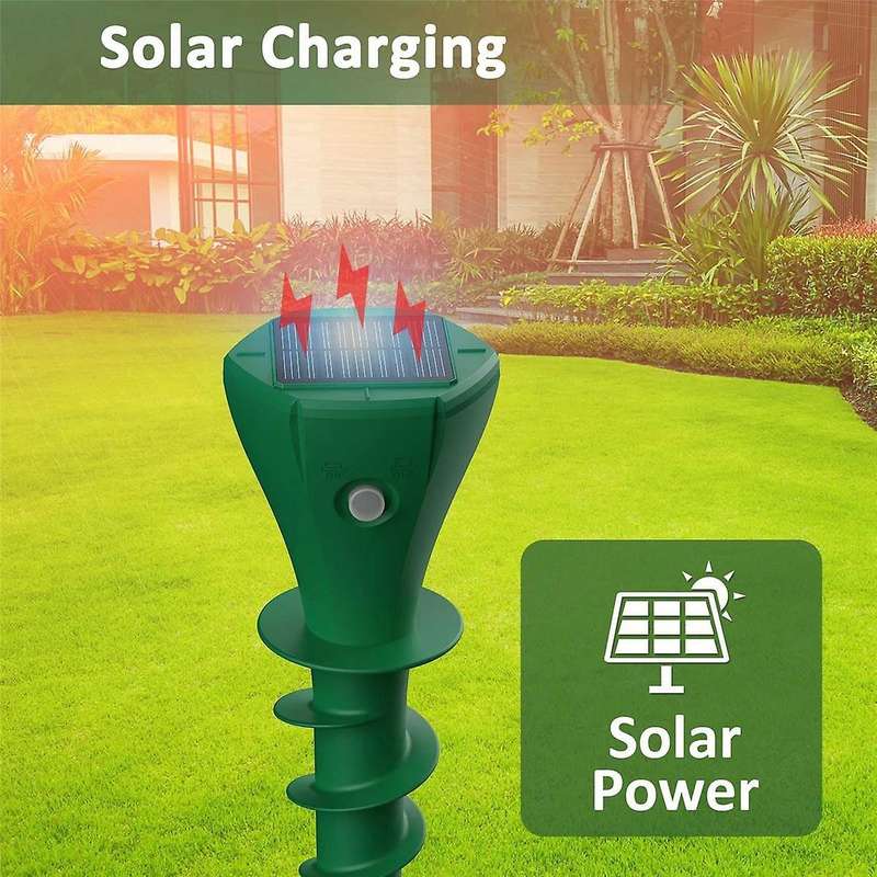 Mole Repellent for Lawns Screw Repeller Solar Powered Outdoor Groundhog Deterrent Vibration Stakes -