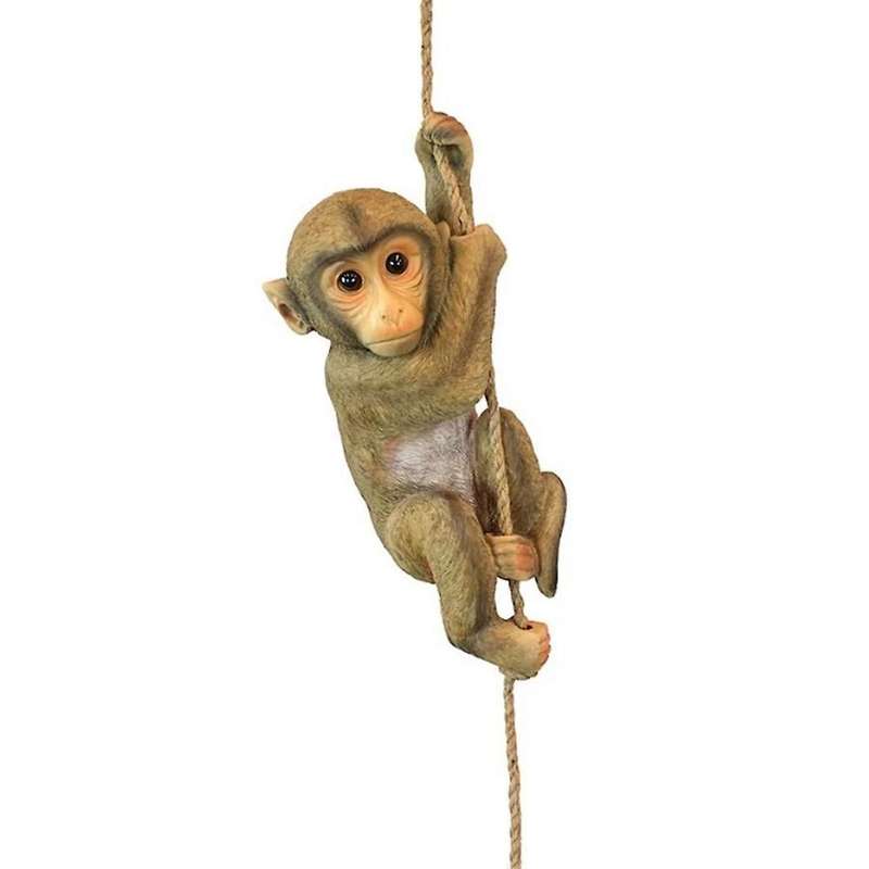 Monkey Tree Rope Hanging Monkey Baby Statue Art Crafts Sculpture Decor Home Garden Decoration Gift