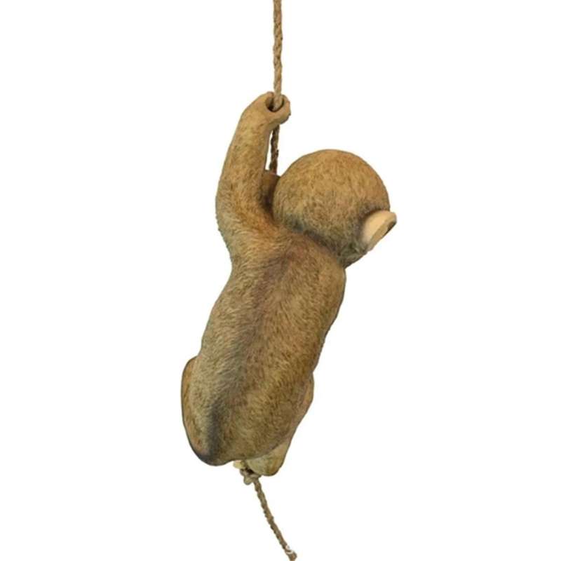Monkey Tree Rope Hanging Monkey Baby Statue Art Crafts Sculpture Decor Home Garden Decoration Gift