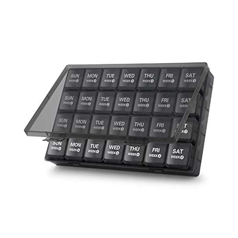 Monthly Pill Organizer 28 Day Pill Box Organizerd By Week, 4 Weeks Pill Cases with Dust-proof Contai