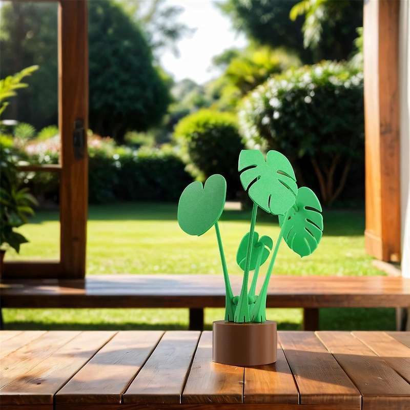 Monstera Plant - Coaster Set - 3D Printed - Leaves Attached with Magnets Fake Monstera Plant A