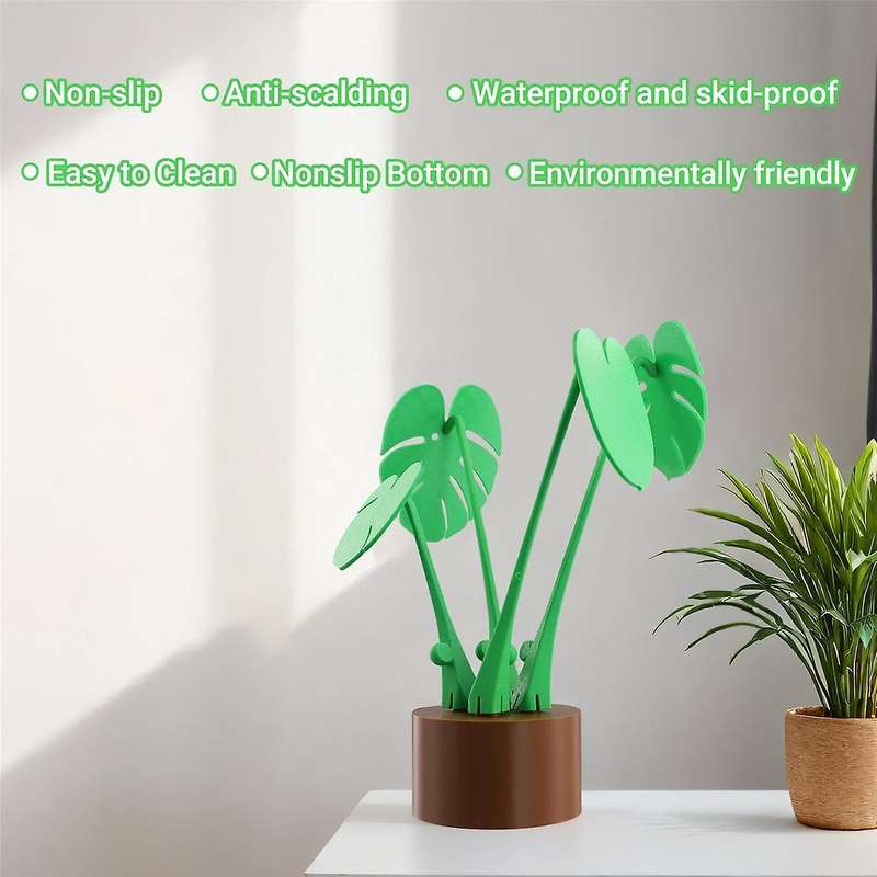 Monstera Plant - Coaster Set - 3D Printed - Leaves Attached with Magnets Fake Monstera Plant A