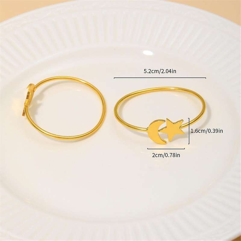 Moon Gold Napkin Rings Set Of 6pcs Party Decor for Cloth Napkins Napkin Holder - Kitchen Decor And