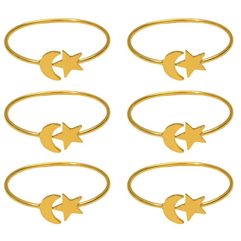Moon Gold Napkin Rings Set Of 6pcs Party Decor for Cloth Napkins Napkin Holder - Kitchen Decor And