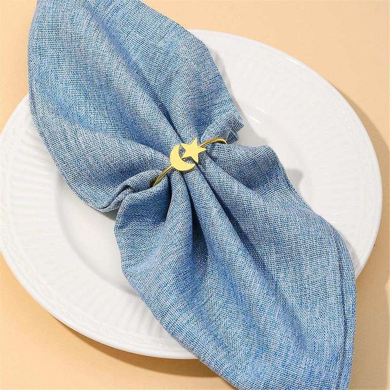 Moon Gold Napkin Rings Set Of 6pcs Party Decor for Cloth Napkins Napkin Holder - Kitchen Decor And