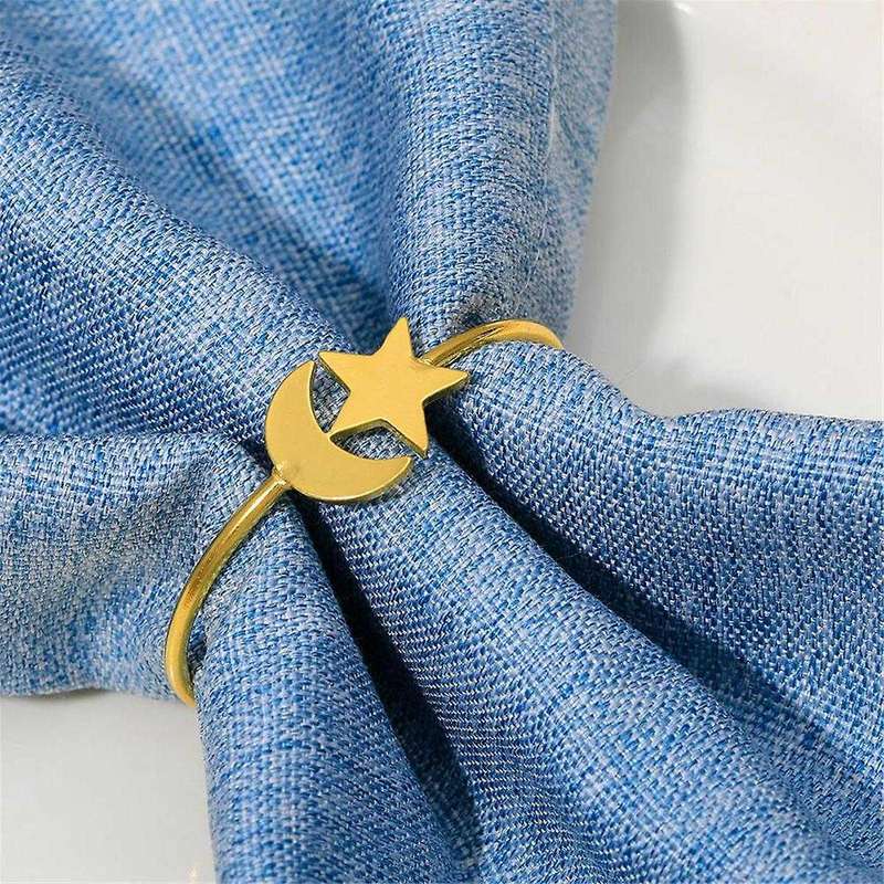 Moon Gold Napkin Rings Set Of 6pcs Party Decor for Cloth Napkins Napkin Holder - Kitchen Decor And
