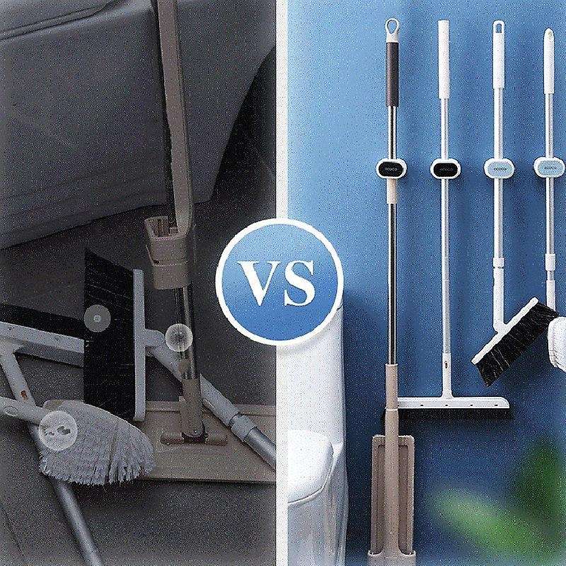 Mop and Broom Holder Perforated Free Wall-mounted Mop Holder Household Rack Kitchen Bathroom Rack