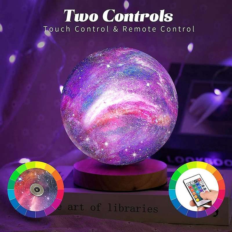 Moon Lamp, Rotating Moon Light 16 Colors 5.9 Inch 3D Printing LED Moon Night Light with Stand, Remot