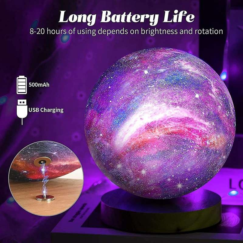 Moon Lamp, Rotating Moon Light 16 Colors 5.9 Inch 3D Printing LED Moon Night Light with Stand, Remot