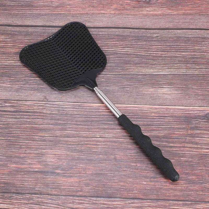 Mosquito and Fly Killing Plastic Fly Swatter Retractable Stainless Steel Rod, Suitable for Indoor a