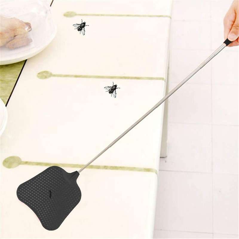 Mosquito and Fly Killing Plastic Fly Swatter Retractable Stainless Steel Rod, Suitable for Indoor a