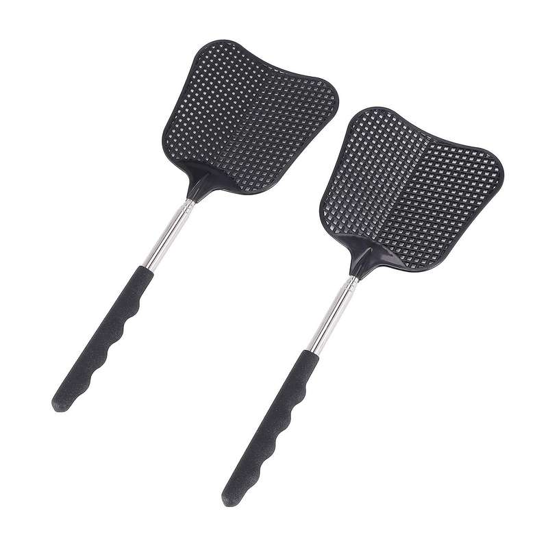 Mosquito and Fly Killing Plastic Fly Swatter Retractable Stainless Steel Rod, Suitable for Indoor a