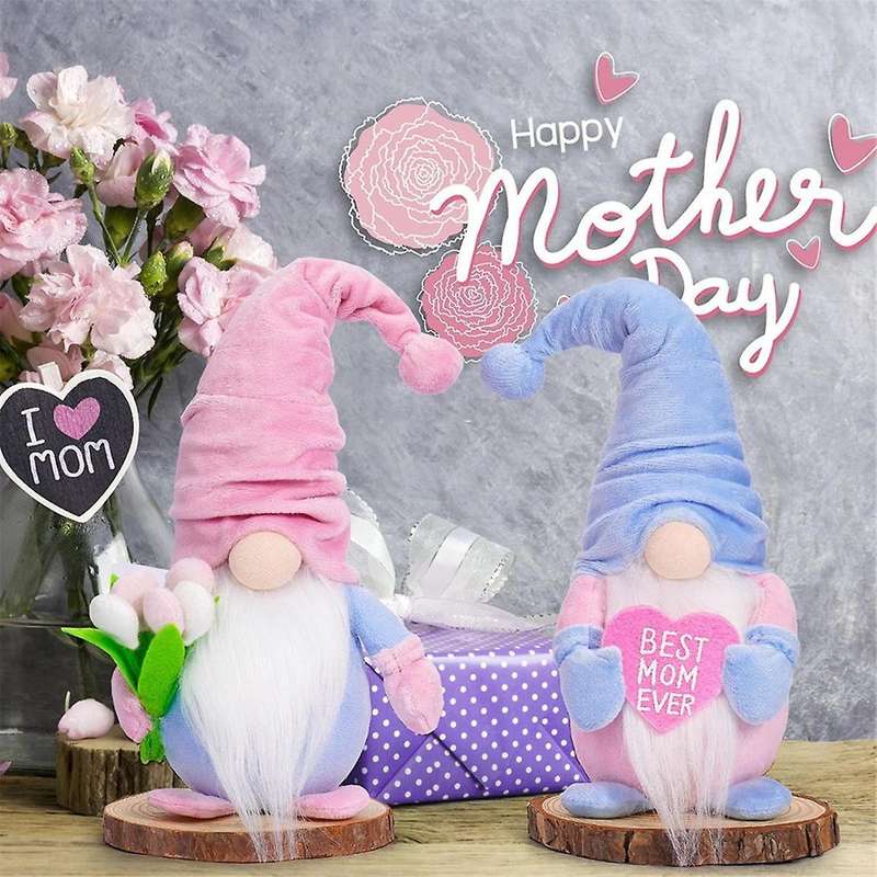 Mother'S Day Birthday Gifts Gnomes Decorations for Home, 2PCS Lighted Tulip Gnomes Plush Decoration