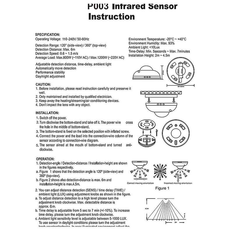 Motion Detector LED Light Human Motion Infrared Detector 360 degree Ceiling Installation Corridor Ba