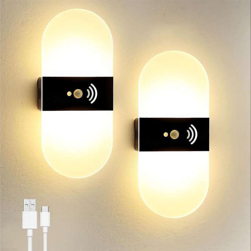 Motion Sensor Light Indoor Wall Sconces , Battery Operated Wall Lights Rechargeable, Led Energy Savi