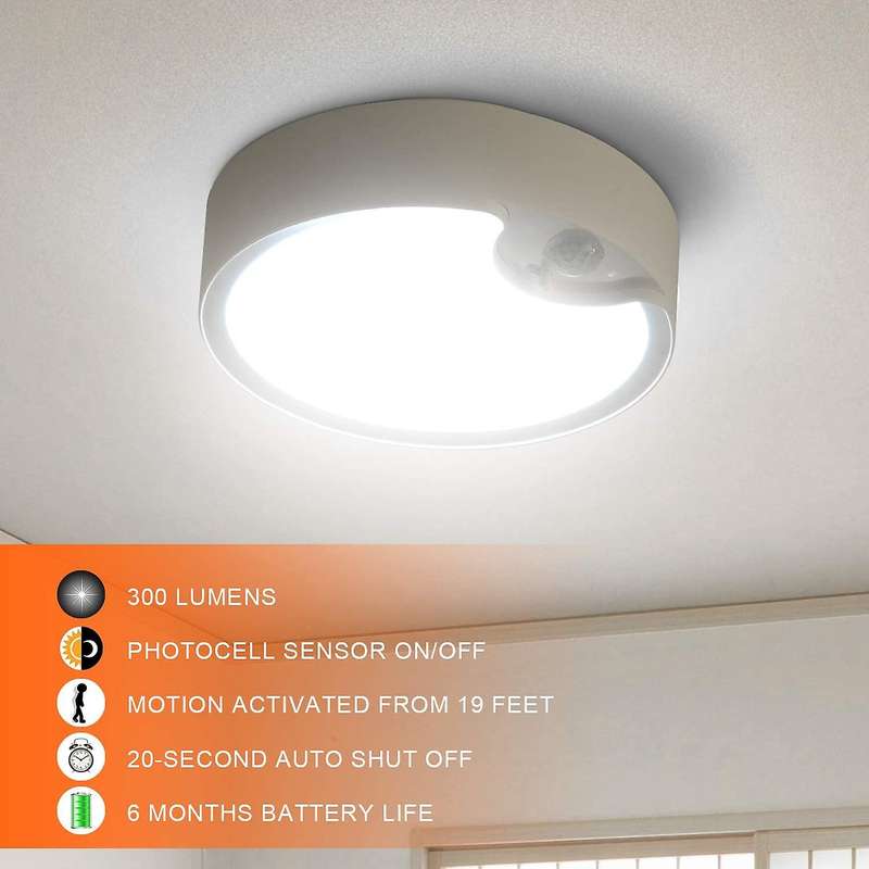 Motion Sensor Ceiling Lights Battery Powered Indoor / Outdoor LED Ceiling Lights for Corridor Laund