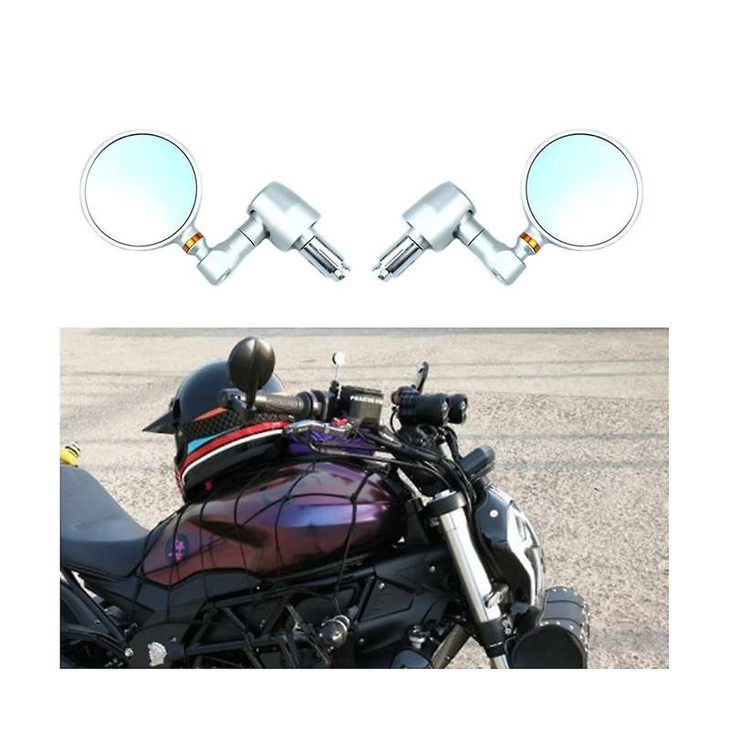 Motorbike Reflector Round Classic Retrofit Blue Anti- Rear View Mirror for Handlebar Inner Diameter
