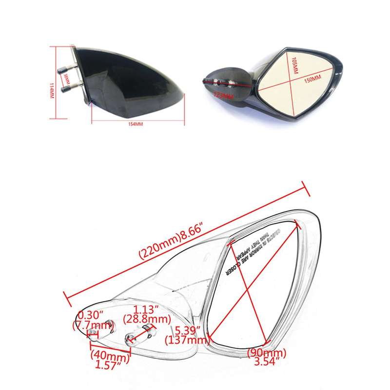 Motorboat Left Rearview Mirror Jet Ski Mirror Accessories for Waverunner Vx 110 Deluxe Sport Cruise