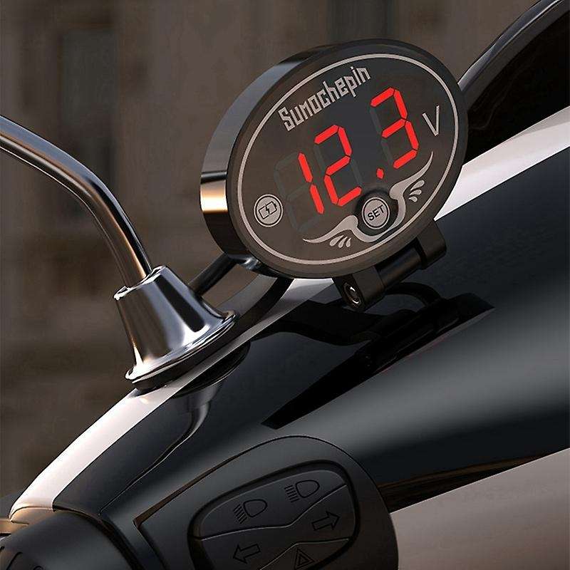 Motorcycle 12V Digital LED Display Voltmeter Voltage Indicator Monitor Detector ABS LED Mount Voltme