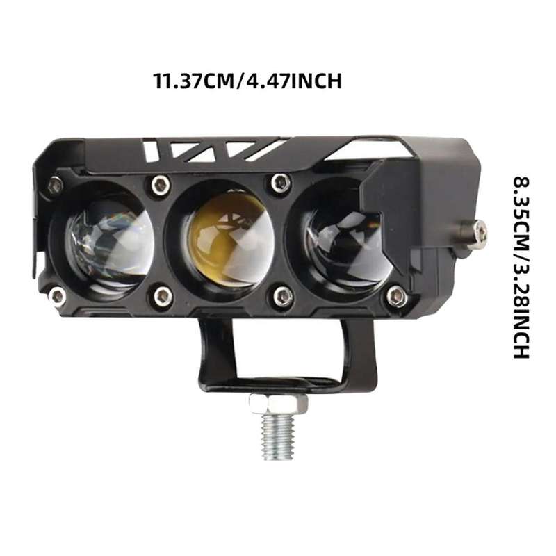 Motorcycle 18W LED Spotlights Head Light Lamp 9-60V Lens Dual Color Spotlight IP67 Waterproof Fog Li