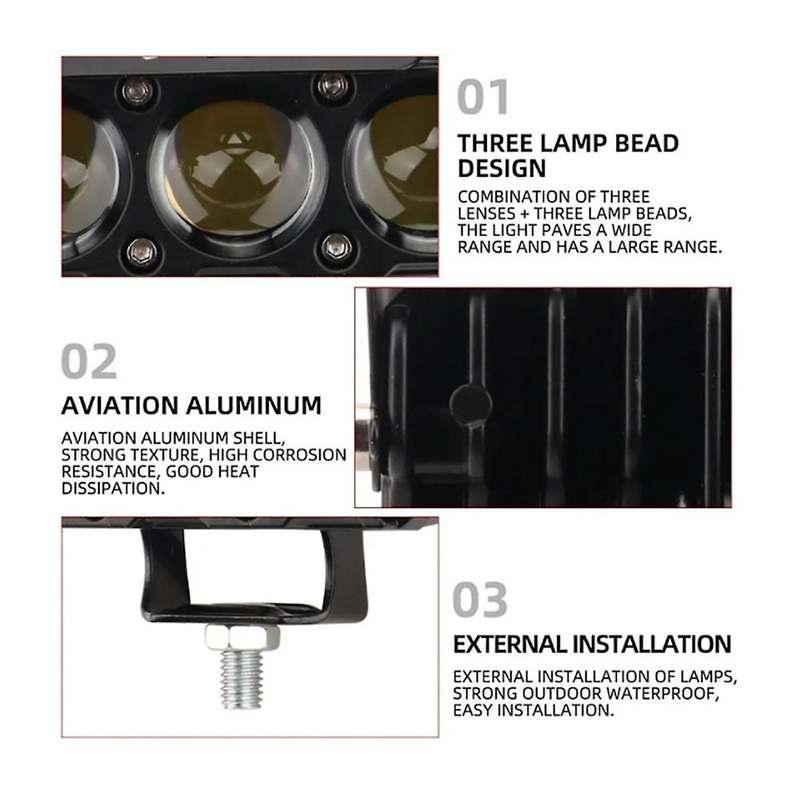 Motorcycle 18W LED Spotlights Head Light Lamp 9-60V Lens Dual Color Spotlight IP67 Waterproof Fog Li