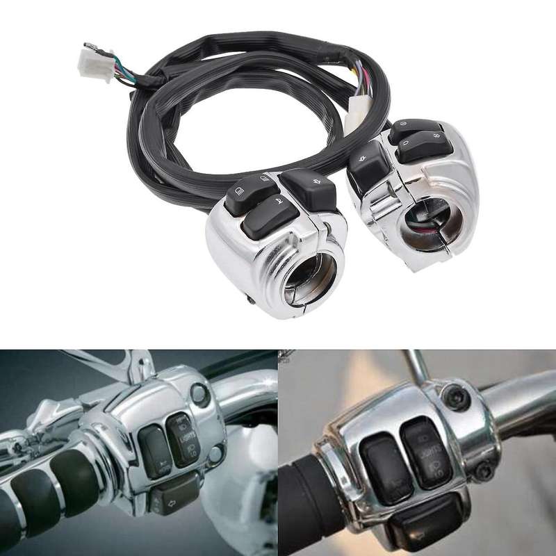 Motorcycle 1inch 25mm Silver Handlebar Control Switch for 1996-2012 Softail 883/1200 V-Rod with Wire