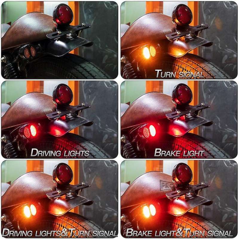 Motorcycle 3 Colour LED Turn Signals with Brake Tail Light Blinkers Turn Indicators for Chopper Cafe