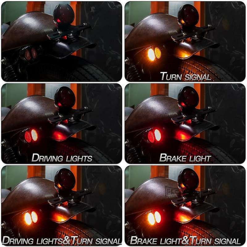 Motorcycle 3 Colour LED Turn Signals with Brake Tail Light Blinkers Turn Indicators for Chopper Cafe