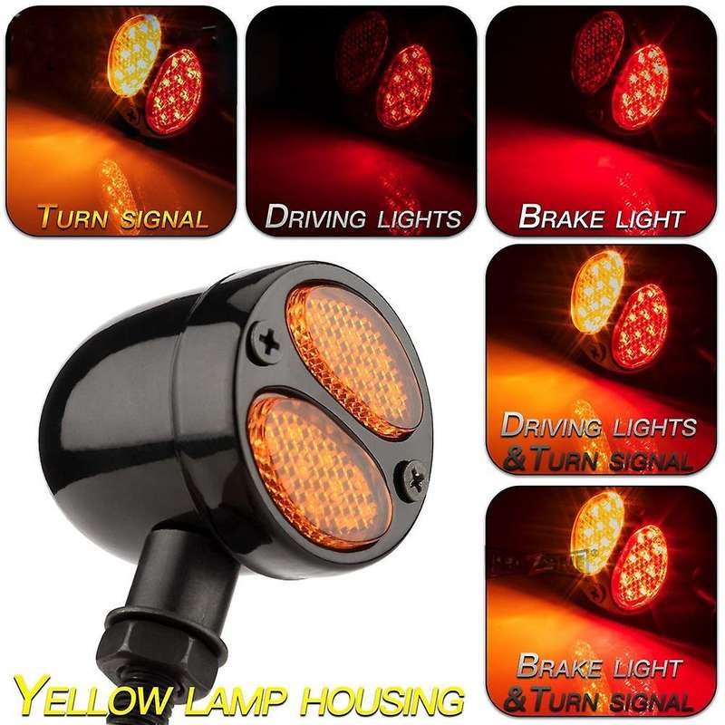 Motorcycle 3 Colour LED Turn Signals with Brake Tail Light Blinkers Turn Indicators for Chopper Cafe